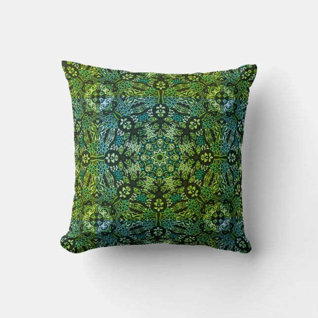Coussin De Beaux Verts Et Blues Mandala (Recto)