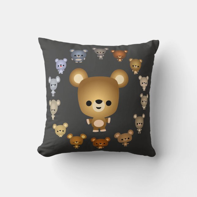 Coussin de Bébés de l'ours caricature mignonne (Recto)