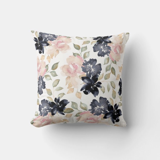 Coussin de belles fleurs d'aquarelle parsèment (Recto)