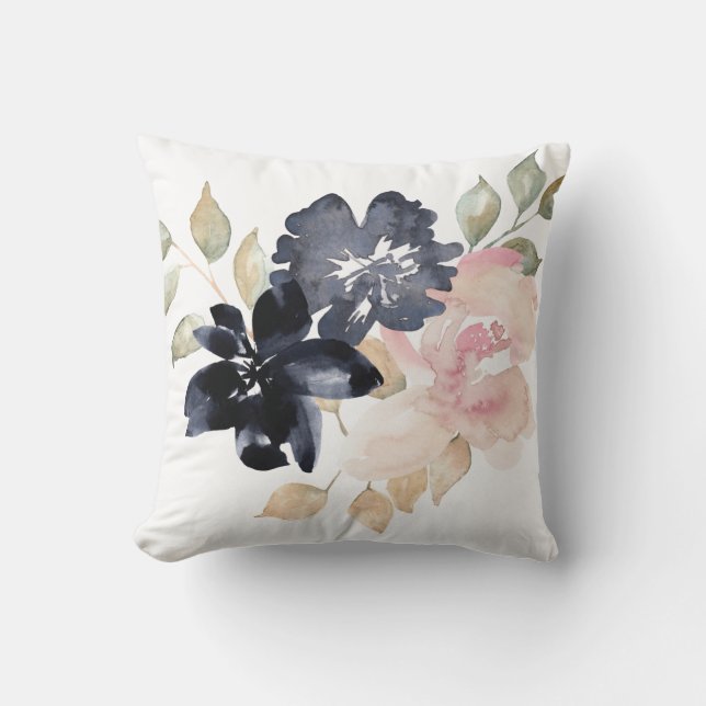 Coussin de belles fleurs d'aquarelle peintes se dispersent (Recto)