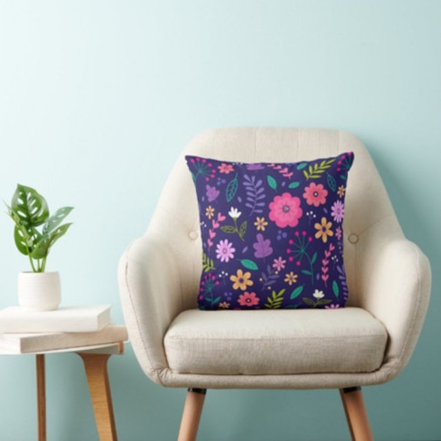 Coussin De Belles Fleurs Et Feuilles Modernes (Créateur téléchargé)