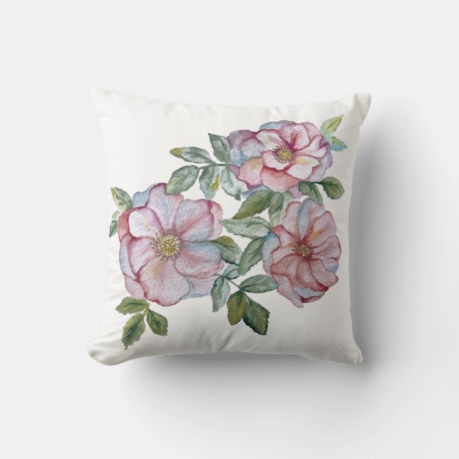 Coussin De belles roses aquarelles réalistes. (Recto)