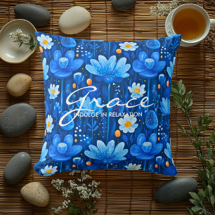 Coussin de bien-être Floral Bleu et Blanc