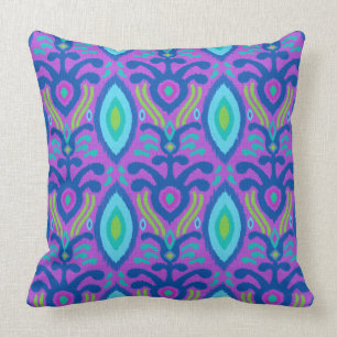 Coussin de Bohème d'Ikat (turquoise pourpre)
