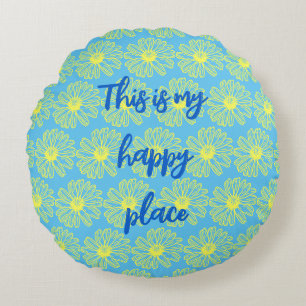 Coussin de Boho réversible Motif de fleurs jaunes