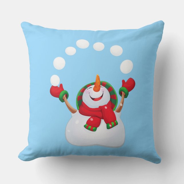 Coussin de bonhomme de neige de vacances de Noël (Recto)
