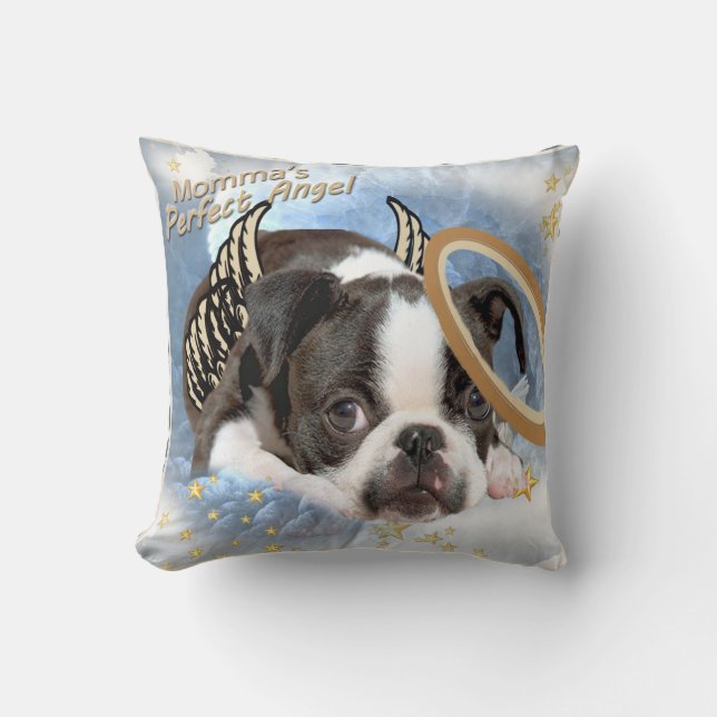 Coussin de Boston Terrier d'ange de Lil de Momma (Recto)