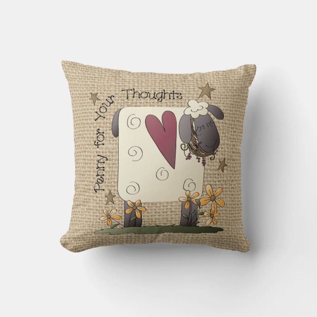 Coussin de burlap pour les moutons de campagne (Recto)