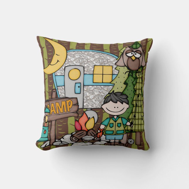 Coussin de camping customisé Black Haired Boy (Recto)