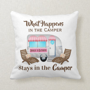 Coussin de camping rose personnalisé