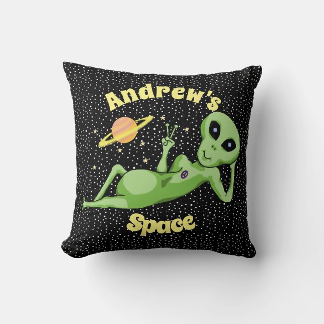 Coussin de carré d'alien de paix (Recto)