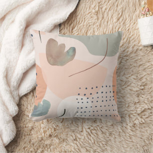 Coussin de Carré d'art Peach et Earthy Tones Abstr