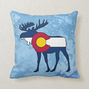 Coussin de carré de flocon de neige d'orignaux de