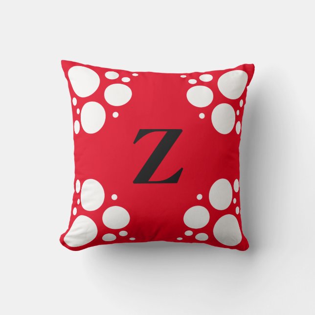 Coussin de carré de monogramme, rouge de noir de (Recto)