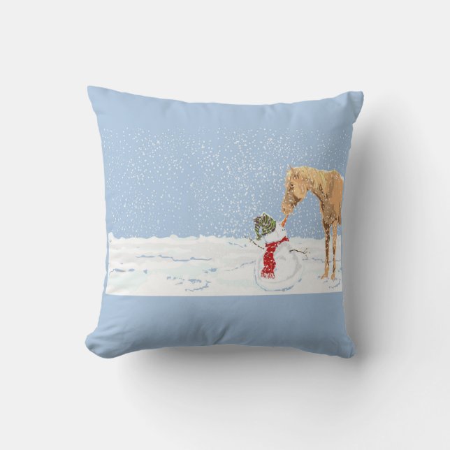 Coussin de Carrot Thief Horse et Snowman (Recto)