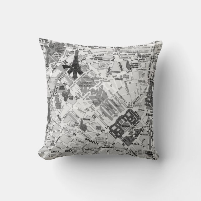 Coussin de carte de Paris (Recto)