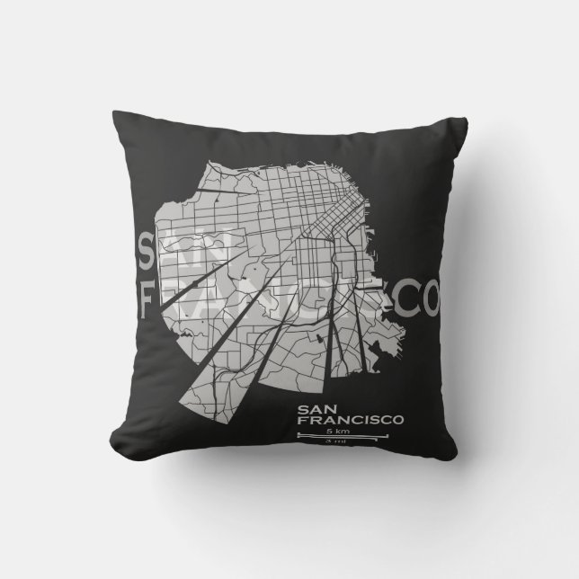 Coussin de carte de San Francisco (Recto)