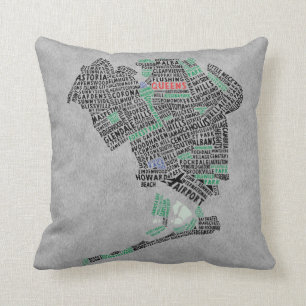 Coussin de carte de typographie du Queens NY