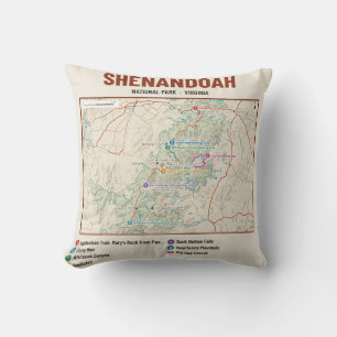 Coussin de carte du sentier du parc national de Sh