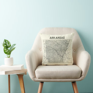Coussin de carte vintage Arkansas