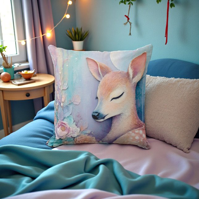 Coussin de cerf à double face en aquarelle (Créateur téléchargé)
