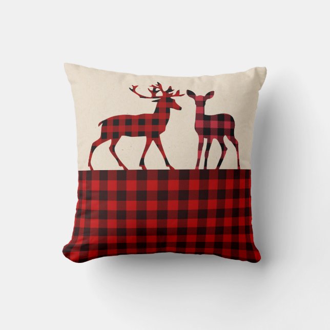 Coussin de cerfs de Buffalo Rouge (Recto)