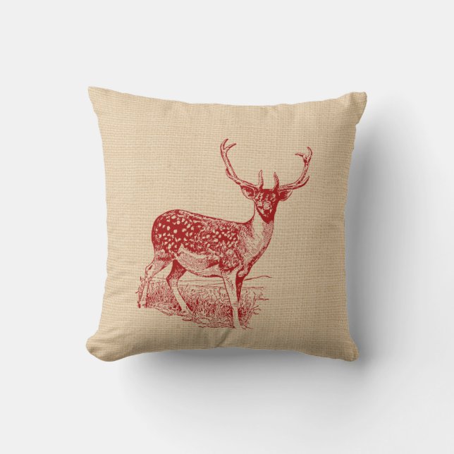 Coussin de cerfs rustiques en bois (Recto)