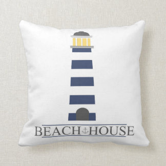 Coussin de Chambre de plage. Phare de bleu marine