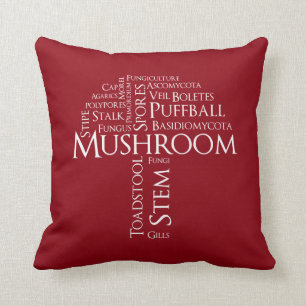 Coussin de champignon de mot (texte blanc)
