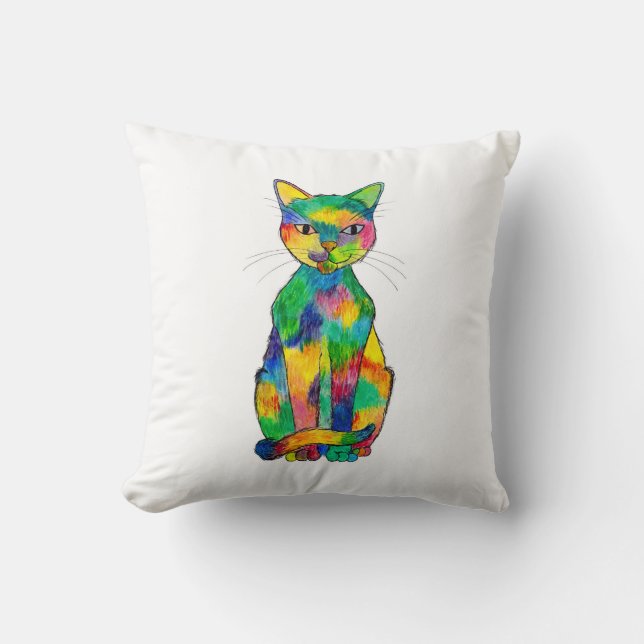 Coussin de chat d'arc-en-ciel (Recto)
