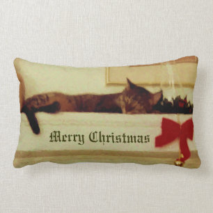 Coussin de chat de Noël de sommeil