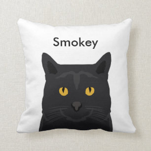 coussin de chat de nom personnalisé - chat noir pe