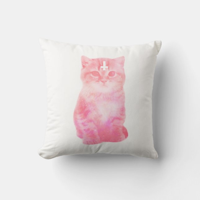 Coussin de chat de rose en pastel (Recto)