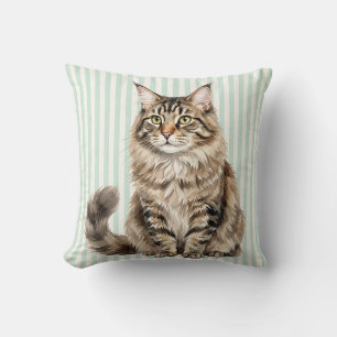 Coussin de chat Maine Coon aquarelle