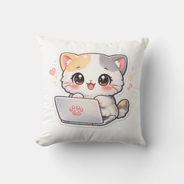 Coussin de chat mignon Kawaii – Adorable chaton Ch (Recto)