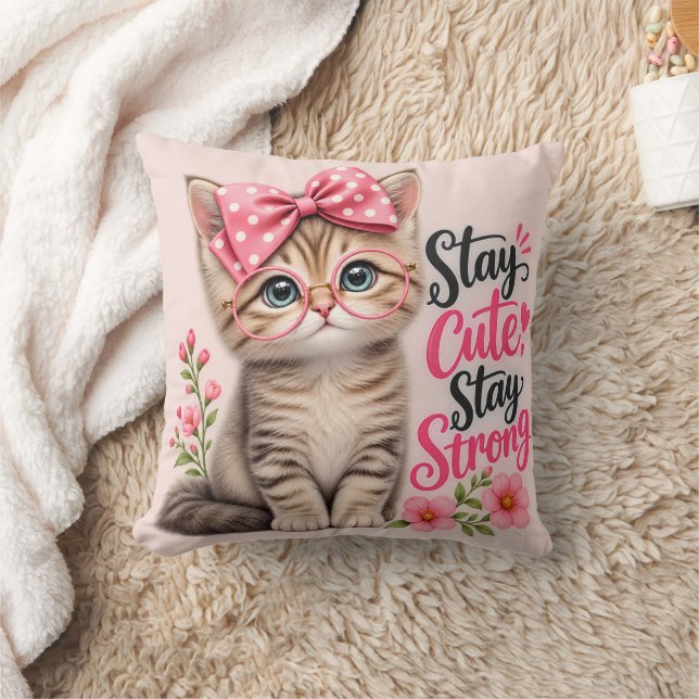 Coussin de chat mignon – Restez mignon, restez for (Couverture)