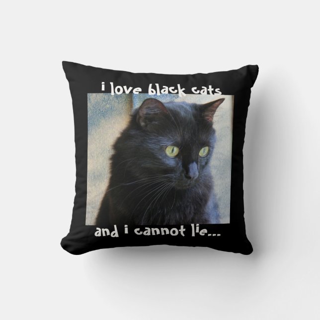 Coussin de chat noir : j'aime les chats noirs et (Recto)