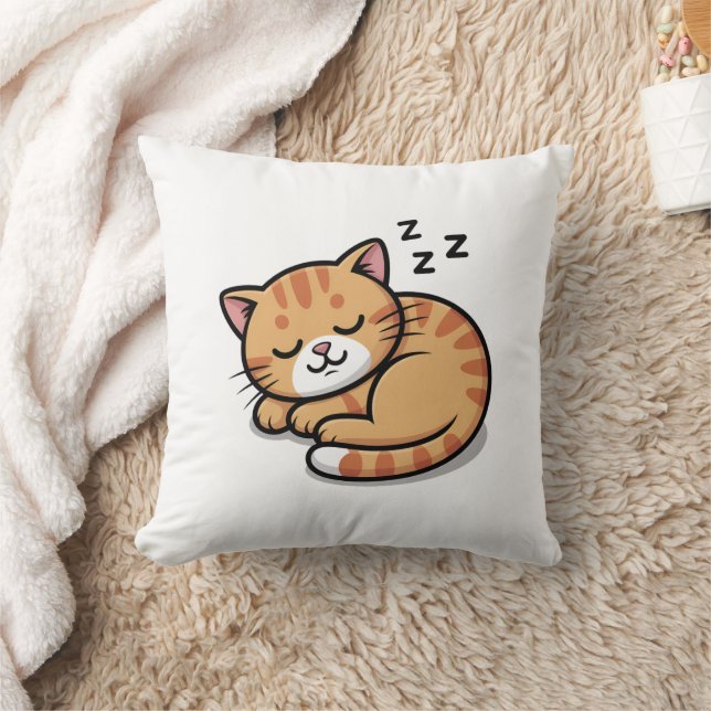Coussin de chat Tabby Orange dormant (Couverture)