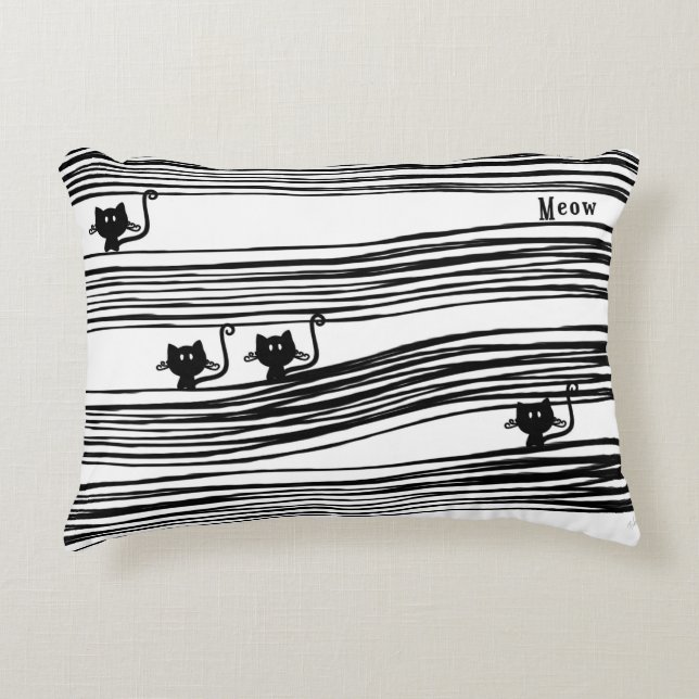 Coussin de chats comiques en noir et blanc (Devant)