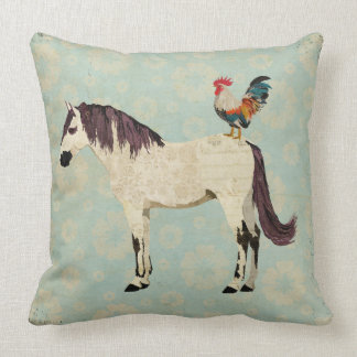Coussin de cheval blanc et de coq