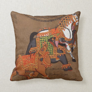 Coussin de CHEVAL de jet INDIEN d'ÉLÉPHANT et de