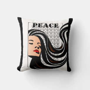Coussin de cheveux de paix-amour avec des signes d