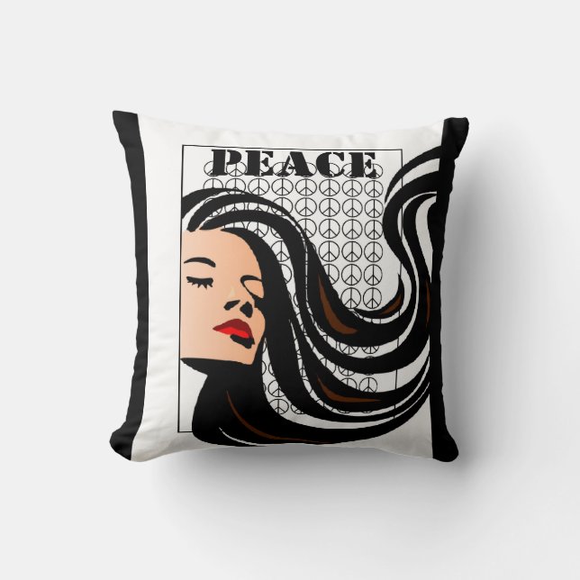 Coussin de cheveux de paix-amour avec des signes d (Recto)