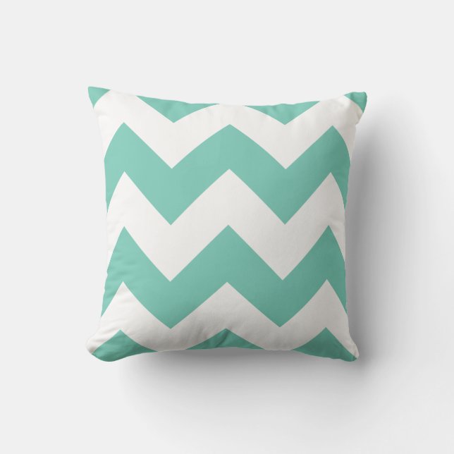 Coussin de Chevron avec le zigzag de turquoise (Recto)