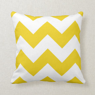 Coussin de Chevron avec le zigzag jaune citron