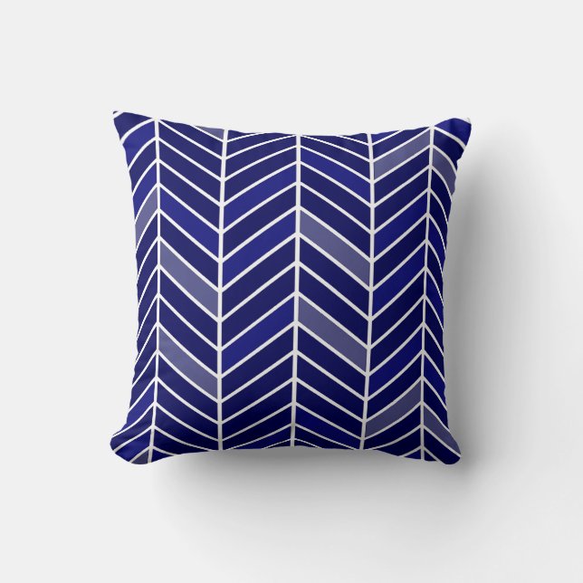 Coussin De Chevron bleu marine en porte-à-faux au loin | (Recto)