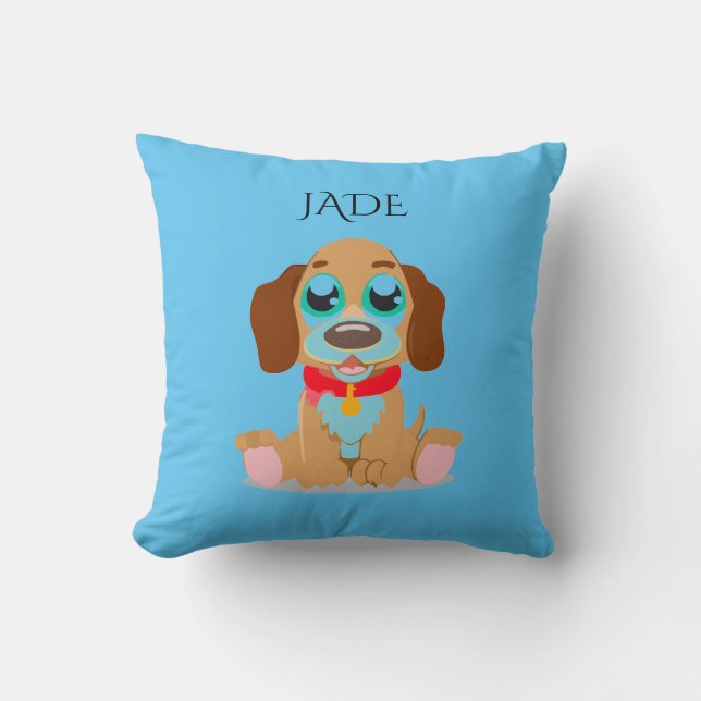 Coussin de chien avec nom personnalisé. (Recto)