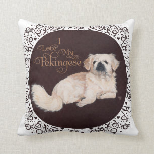 Coussin de chien Pékinois blanc