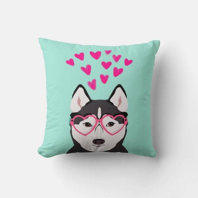 Coussin de chiens Husky Valentines (Recto)