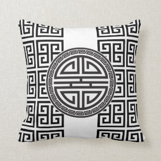 Coussin de Chinois/grec de conception - noir et